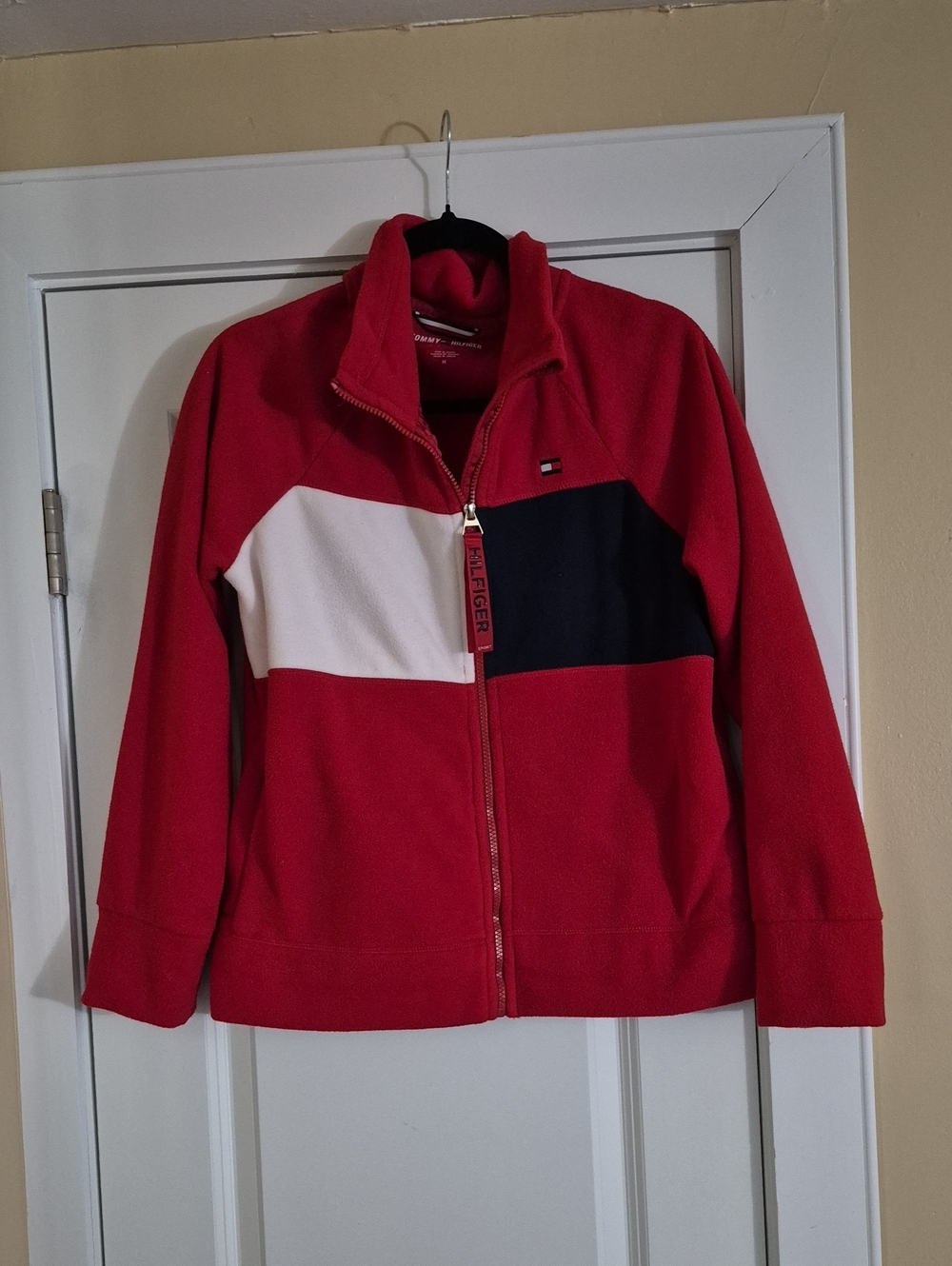 Tommy Hilfiger Red White and Navy Colorblock Zip Jacket